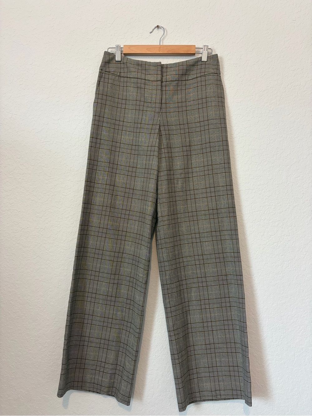 Vintage Talbots Plaid Wide-Leg Trousers in Gray